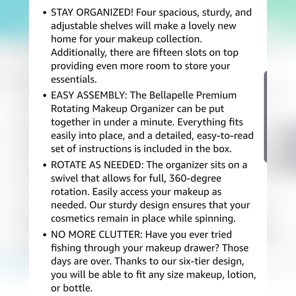 Bellapelle 360° Rotating Makeup Organizer Clear - Picture 10 of 10